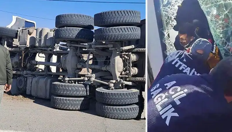 Virajı Alamayan Kamyonun Kazası Trafiği Felç Etti